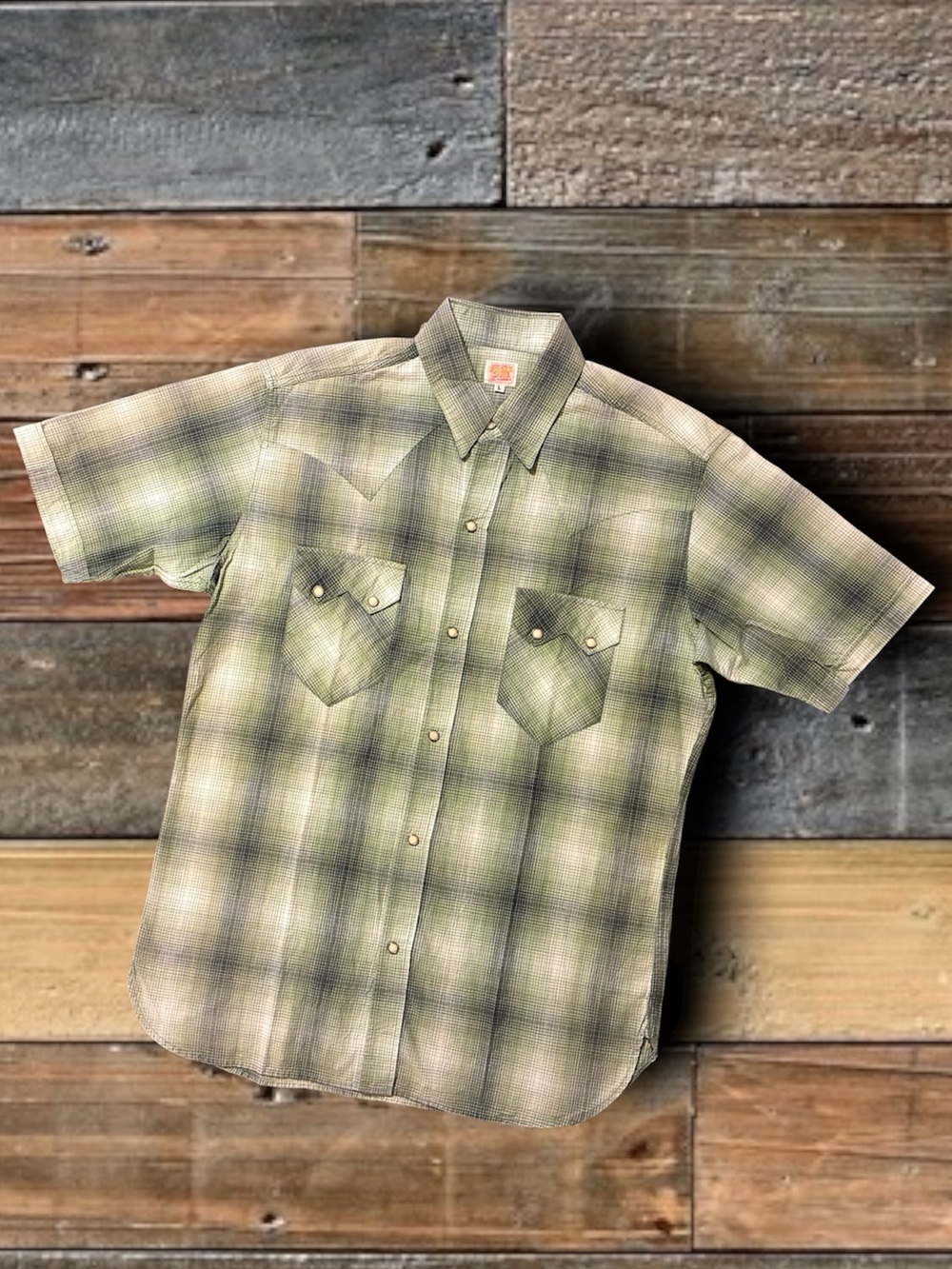 SUGAR CANE TOYO ENTERPRISE SHADOW PLAID WESTERN SHIRT- SIZE LARGE